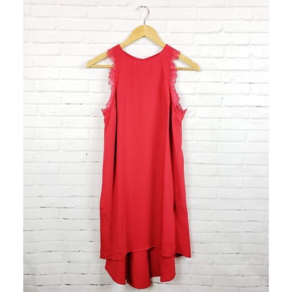 H&M Dresses & Skirts - H&M Red Swing Dress with Lace Trim